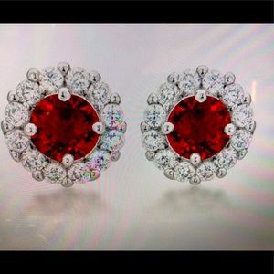 Ruby Red Zirconia Earrings